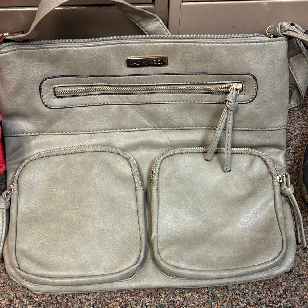 Sag Harbor Gray Crossbody Bag with Front Pockets